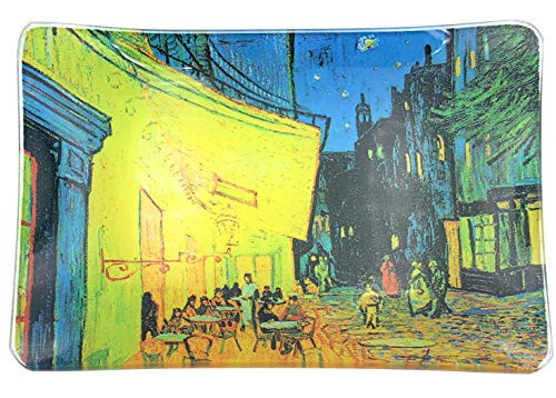 Value Arts Trinket Dish Vincent Van Gogh Cafe Terrace at Night Rectangular Glass Catchall Jewelry Tray 5-75 Inches Wide Value Arts Trinket Dish Vincent Van Gogh Cafe Terrace at Night Rectangular Glass Catchall Jewelry Tray 5-75 Inches Wide