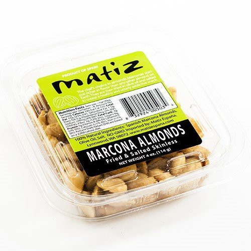Matiz Spanish Marcona Almonds Fried and Salted in Olive Oil -4 oz-- Low Carb Snack  Keto and Paleo Friendly  Whole  100 Natural Ingredients -4 oz-