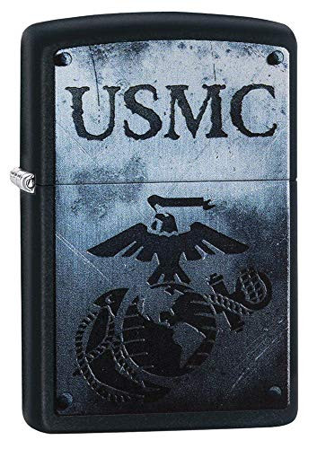 Zippo USMC Logo Pocket Lighter  Black Matte  One Size