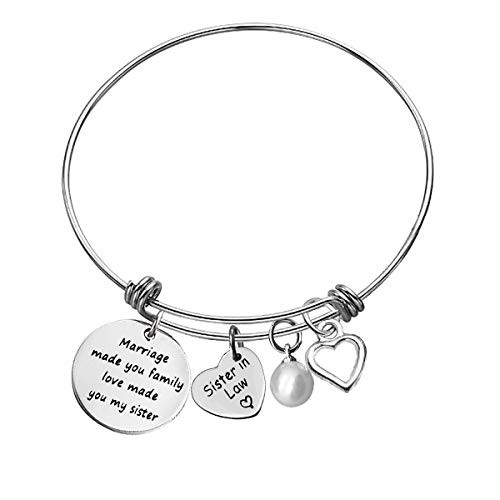 for Sister in Law Bracelet Sister in Law Gift Marriage Made You Family Love Made You My Sister Bangle Bracelet Christmas Birthday Gifts Wedding Gifts