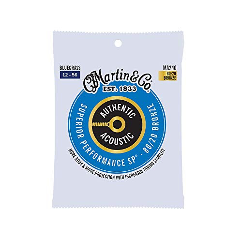 Martin Authentic Acoustic MA240 Bluegrass-Gauge Acoustic Guitar Strings  80-20 Bronze