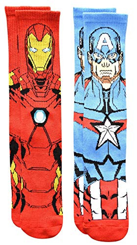 Hyp Marvel Captain America and Iron Man Mens Athletic Crew Socks 2 Pair Pack