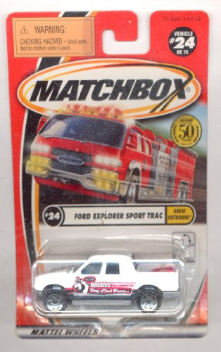 Matchbox 1999-24-75 Great Outdoors WHITE Ford Explorer Sport Trac 50 Years 164 Scale