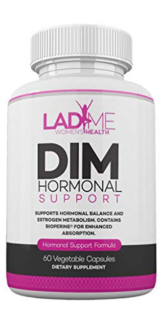 DIM Hormonal Support Menopause Relief Supplement for Hot Flashes & Hormonal Acne Relief - with Bioperine, Broccoli & Calcium - Estrogen Metabolism Balancing Pills for Women 60 Caps - by LadyMe