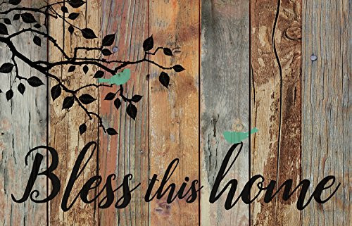 P Graham Dunn Bless This Home Birds Design Distressed 25 x 16 Inch Solid Pine Wood Pallet Wall Plaque Sign