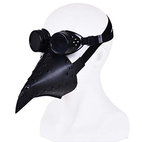Plague Doctor Mask  Half Face Birds Beak Mask Steampunk Halloween Carnival Cosplay Costume Props -Black-