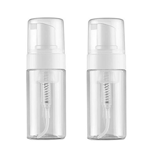 2Pcs Clear PET Plastic Foamer Pump Bottle Travel Size Dispenser for Mousse Cosmetic Makeup Cream Lotion Facial Cleanser Shampoo Cleanser Shower -100ML