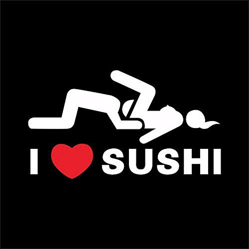 CDFIRE I Love Sushi Sticker Car Window Van Windshield Sticker Funny Car Sticks Car Decals -WhiteandRED-