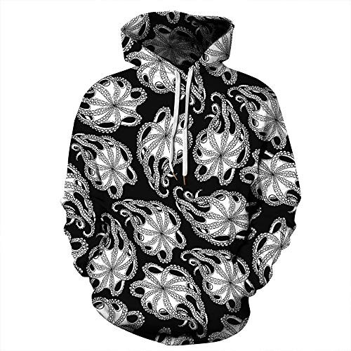 Love min Unisex Realistic 3D Digital Print Pullover Hoodies Hooded Pockets Sweatshirts Hoodie -Small-Medium  Octopus- Love min Unisex Realistic 3D Digital Print Pullover Hoodies Hooded Pockets Sweatshirts Hoodie -Small-Medium  Octopus-