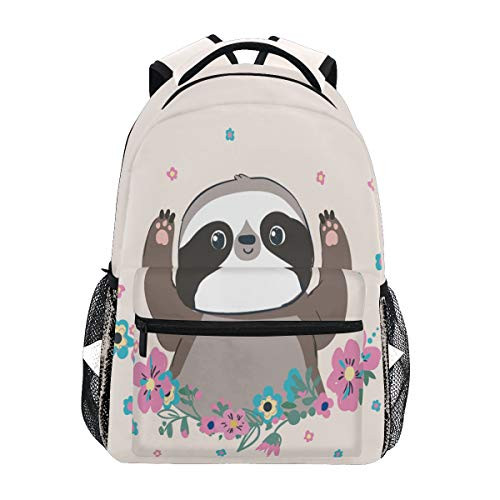 XMCL Cute Animal Sloth Flower Durable Backpack College School Book Shoulder Bag Travel Daypack for Boys Girls Man Woman