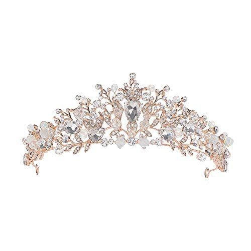 Sunshinesmile Bride Baroque Beads Handmade Crystal Bridal Crown Tiaras Gold Diadem Tiaras for Women Bride Wedding Hair Accessories Sunshinesmile Bride Baroque Beads Handmade Crystal Bridal Crown Tiaras Gold Diadem Tiaras for Women Bride Wedding Hair Accessories