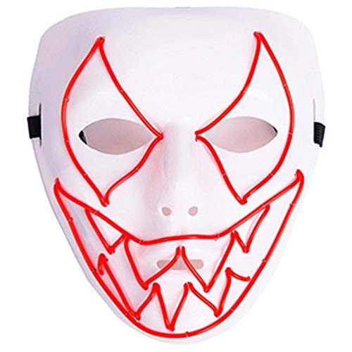 Ansee Frightening Luminous EL Wire Led Mask Halloween Light Up Cosplay Mask Costume Masks for Halloween Show Festival Party Red