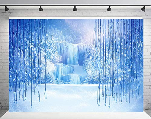 RUINI Winter Backdrop Ice and Snow White World Photo Backdrop Christmas Winter Frozen Snow Ice Crystal Pendant World Backdrops 7x5FT