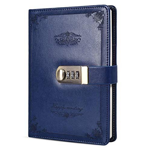 ARRLSDB Digital Password Lock Diary  PU Leather Combination Lock Journal -Combination Lock Diary- A5 Password Notebook Retro Privacy Journals Locking