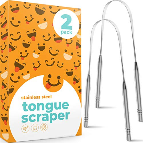 Tongue Scraper -2 pack- Reduce Bad Breath -Medical Grade- Stainless Steel Tongue Scrapers for Adults and Children - 100 BPA Free Metal Tongue Cleaner Tongue Scraper -2 pack- Reduce Bad Breath -Medical Grade- Stainless Steel Tongue Scrapers for Adults and Children - 100 BPA Free Metal Tongue Cleaner