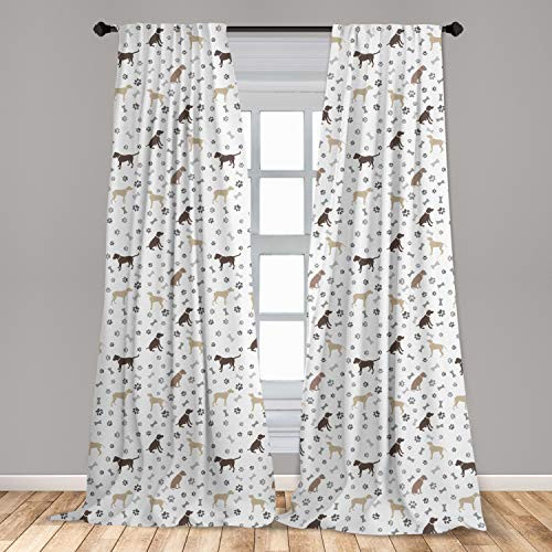 Ambesonne Dog Lover 2 Panel Curtain Set  Paw Print Bones and Dog Silhouettes American Foxhound Breed Playful Pattern  Lightweight Window Treatment Liv Ambesonne Dog Lover 2 Panel Curtain Set  Paw Print Bones and Dog Silhouettes American Foxhound Breed Playful Pattern  Lightweight Window Treatment Liv