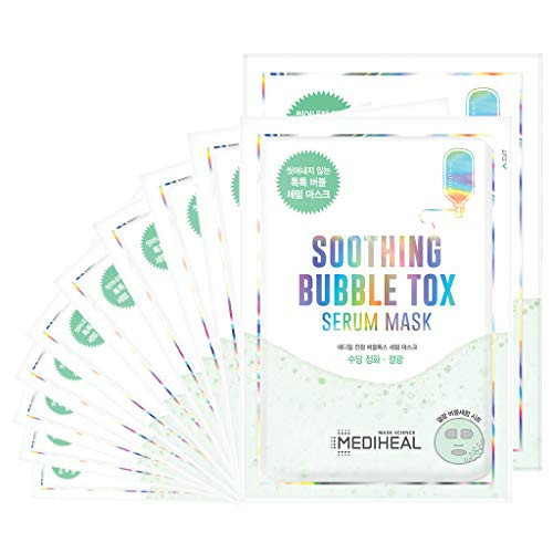 MEDIHEAL Soothing Bubble Tox Serum Mask 10 Masks - Rich Bubbles Serum Foaming Facial Mask Sheet  Skin Calming and Moisturizing  Improves Skin Texture