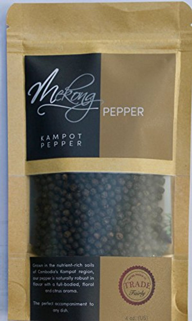 Organic Kampot Pepper - Rare Cambodian Peppercorns Black 4 Ounce by Mekong Pepper