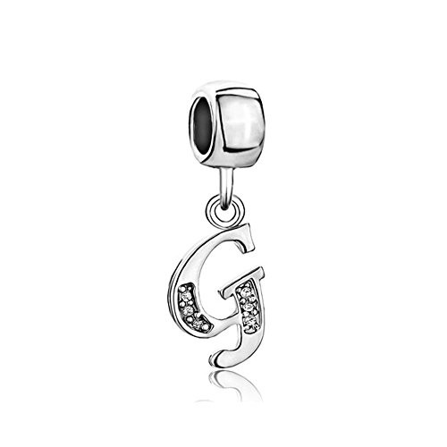 Mel Crouch A-Z Letter Charms Alphabet Initial Birthday Charms Rhinestone Spacer Beads for Bracelets -G-
