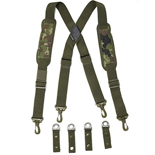 MeloTough Tactical heavy duty suspenders Police Suspenders for Duty Belt Suspenders with Padded Adjustable tool belt Suspenders Camo Green