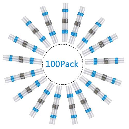 100pcs Solder Seal Wire Connector  Shrink Solder sleeveNRC Solder Seal Heat Shrink Butt Connectors Terminals Electrical Copper Blue