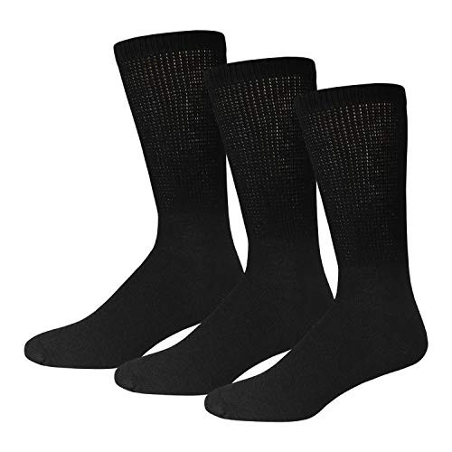 3 Pairs of Small Size Cotton Diabetic Neuropathy Crew Socks -9-11 Black- 3 Pairs of Small Size Cotton Diabetic Neuropathy Crew Socks -9-11 Black-