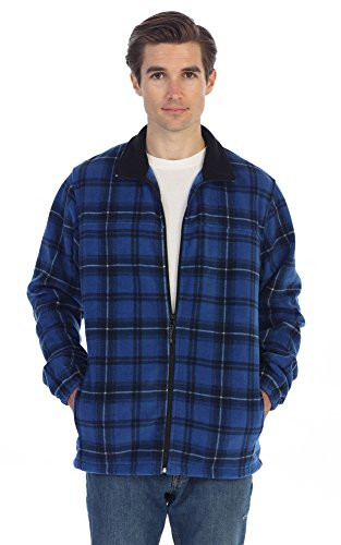 Gioberti Mens Zip Up Plaid Polar Fleece Jacket  Blue-Black  XX-Large