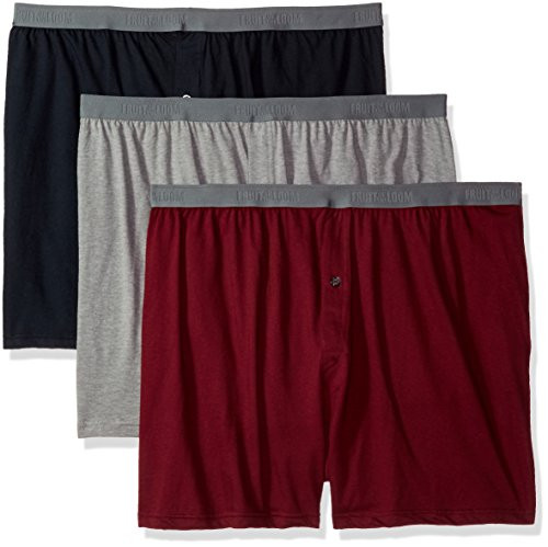 Fruit of the Loom Mens Knit Boxer With Exposed Waistband - Colors May Vary  Assorted  Small-Pack of 3-
