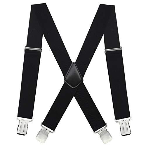 Loritta Suspenders for Men Heavy Duty X-Back Adjustable Elastic Straight Clip Suspenders 05 black suspenders