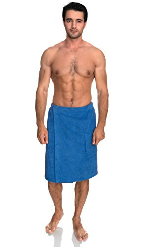 TowelSelections Mens Wrap  Shower and Bath  Terry Spa Towel Large-X-Large Strong Blue