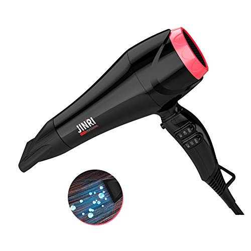 JINRI 1875W Ceramic Ionic Hair Dryer, Professional Salon Blow Dryer with 2 Speed 3 Heat, Black