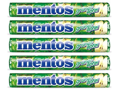 Mentos Green Apple Gruner Apfel From Germany 1-32oz Pack of 5