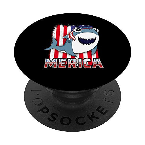 Merica Shark 4th of July Family Women Boys American Flag PopSockets Grip and Stand for Phones and Tablets Merica Shark 4th of July Family Women Boys American Flag PopSockets Grip and Stand for Phones and Tablets