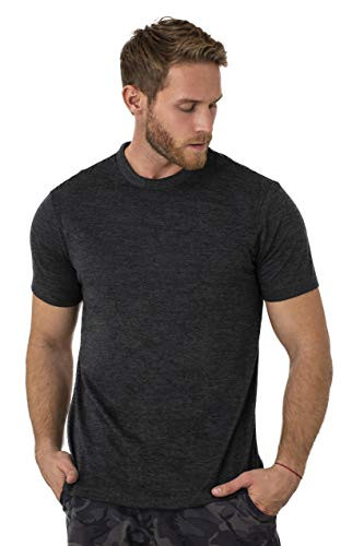 Merino-tech 100 Organic Merino Wool Lightweight Mens T-Shirt -Heathered Black  Small-
