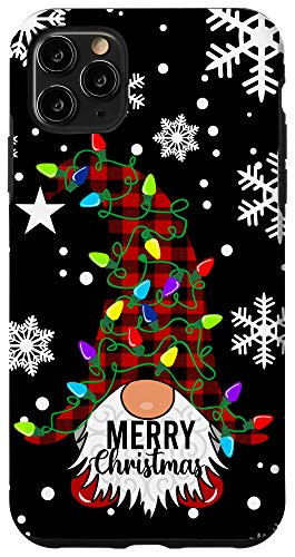 iPhone 11 Pro Max Merry Christmas Gnomes Buffalo Plaid Snowflakes Santa Lights Case