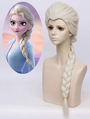 Mersi Kids Blonde Wigs for Elsa Costume Cosplay Princess Long Light Blonde Braided Wigs for Halloween Party S070