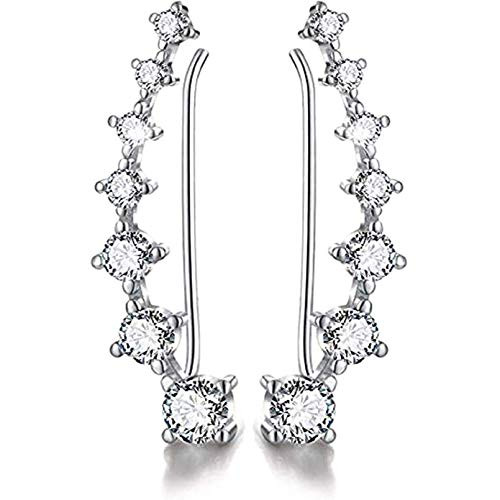 7 Crystals Ear Cuffs Hoop Climber S925 Sterling Silver Earrings for Women Girls Favors 7 Crystals Ear Cuffs Hoop Climber S925 Sterling Silver Earrings for Women Girls Favors