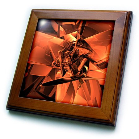 3dRose ft-21920-1 Metals of Orange Digital Artwork of Reflective Orange Metal Contours-Framed Tile  8 by 8-Inch