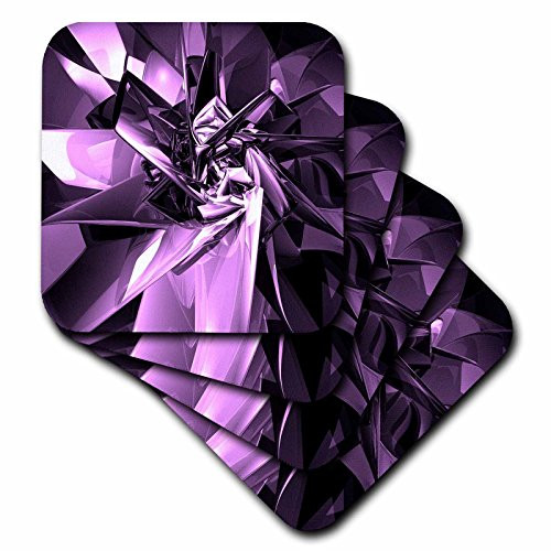 3dRose cst-21922-1 Metals of Purple Digital Artwork of Reflective Purple Metal Contours Soft Coasters  Set of 4