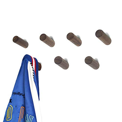 HomeDo 8Pack Wooden Coat Hooks Wall Mounted Vintage Single Organizer Hangers  Handmade Craft Hat Rack Hat Hanger -Walnut-4inch 8Pack-