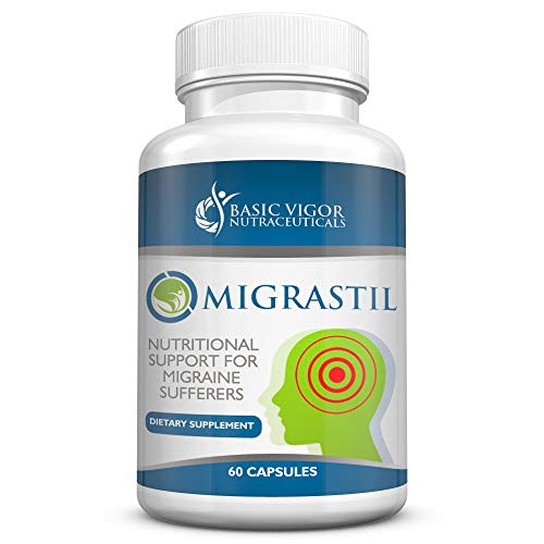 Natural Migraine Supplement- with Feverfew  Magnesium  Taurine and Vitamin B1-60 Vegetarian Capsules from Migrastil-