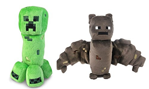 Minecraft Creeper and Bat Plush Set  8 Inches