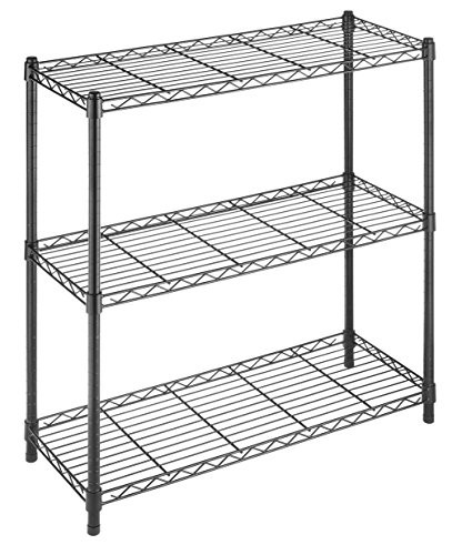 Whitmor Supreme 3 Tier Shelving with Adjustable Shelves and Leveling Feet - Black