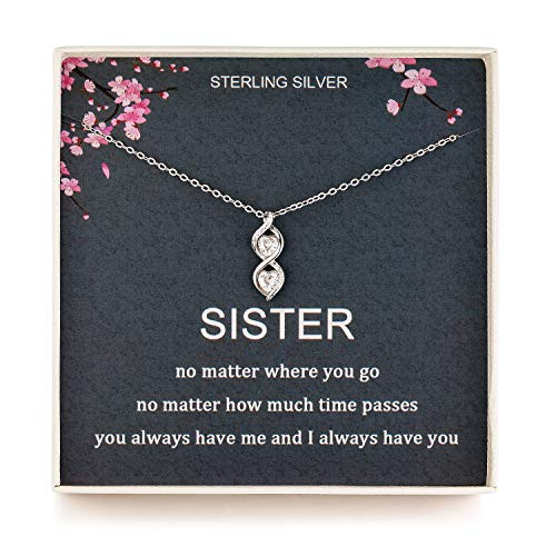 Sister Gifts from Sister  Sterling Silver Infinite Two Interlocking Infinity Double Hearts Necklace  Birthday Jewelry Gift Necklaces for Sisters  No M Sister Gifts from Sister  Sterling Silver Infinite Two Interlocking Infinity Double Hearts Necklace  Birthday Jewelry Gift Necklaces for Sisters  No M