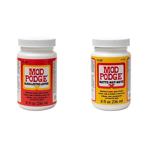 Mod Podge CS11201 Waterbase Sealer  Glue and Decoupage Finish  8 oz  Gloss  8 Fl Oz and CS11301 Waterbase Sealer  Glue and Finish  8 oz  Matte