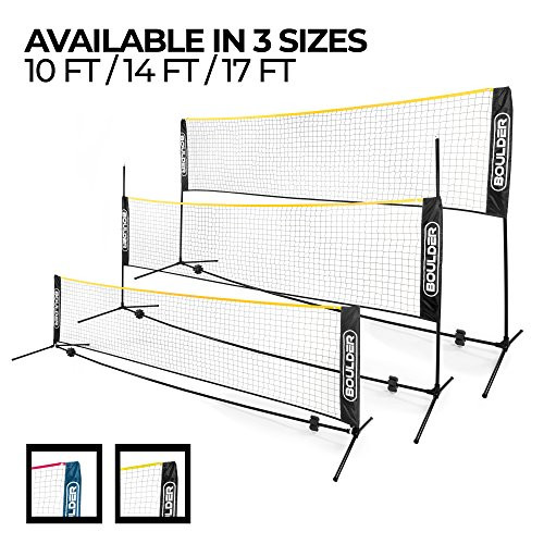 Boulder Portable Badminton Net Set - 10-FT Mini Net for Tennis, Soccer Tennis, Pickleball, Kids Volleyball - Easy Setup Nylon Sports Net with Poles - For Indoor or Outdoor Court, Beach, Driveway