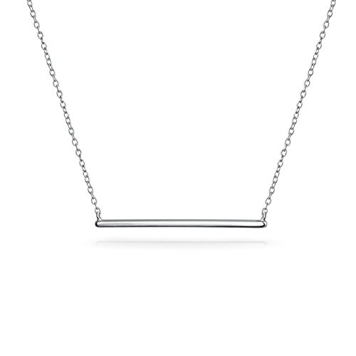 Thin Minimalist Sideways Horizontal Round Station Bar Pendant Necklace For Women For Teen 925 Sterling Silver 16 Inch Thin Minimalist Sideways Horizontal Round Station Bar Pendant Necklace For Women For Teen 925 Sterling Silver 16 Inch