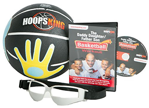 HoopsKing Father Son/Daughter Youth Basketball Fun Pack with DVD, 28.5"SkilCoach ball w/Hand Placement, Basketball Dribble Goggles