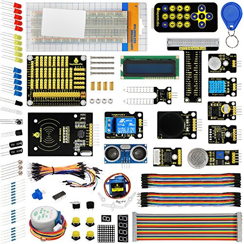 KEYESTUDIO for Raspberry Pi Starter Kit with PCF8591 Shield, LEDs, Resistors, Sensors, 1602 LCD, IR Remote Control, Ultrasonic for Raspberry Pi 3 B+ (B Plus)