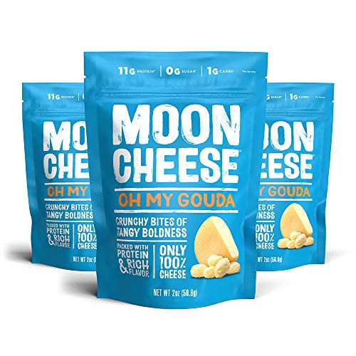 Moon Cheese Oh My Gouda  100 Gouda Cheese Snacks  Crunchy Keto Food  Low Carb  High Protein  2 oz- -3 Pack-